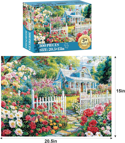 300 Piece Puzzles for Adults,Beautiful Nature Landscape Puzzle for Adults Kids Seniors,Recycled Cardboard Unique House Puzzle 300 Piece,Challenging Family Game Great Gift for Family Friends,20.5x15 in