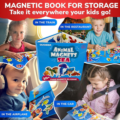 QUOKKA Travel Magnetic Puzzles for Toddlers 1-3 – 20+Pcs Farm Toy Game with Extra-Long Play Book – Fun Travel Game for Kids Ages 3-5 – Strong Magnets for Car Activities – Fun Toddler Puzzle Ages 2-4