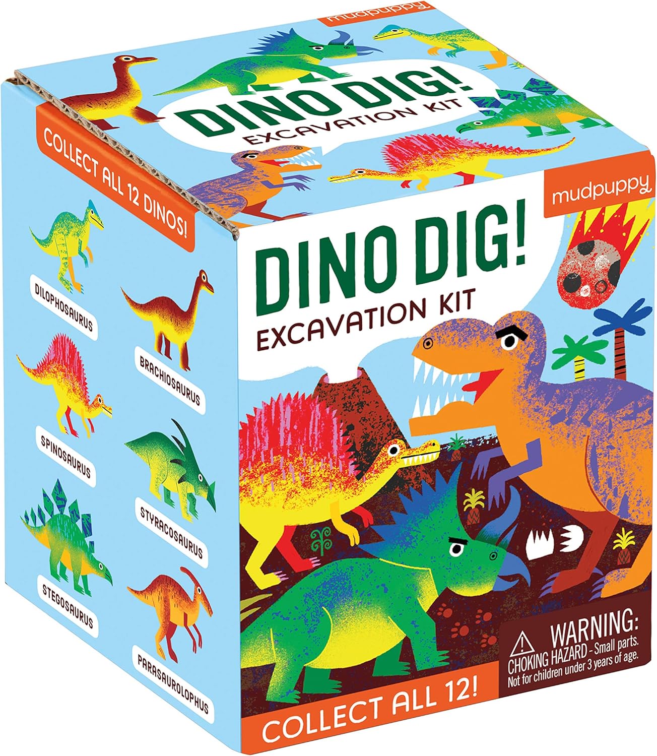 Dino Dig Excavation Kit from Mudpuppy - Dinosaur Dig Kit for Children 6+, Includes 1 Dinosaur Egg and 1 Plastic Chisel, Collect All 12 Dinosaurs!, Makes a Great Gift