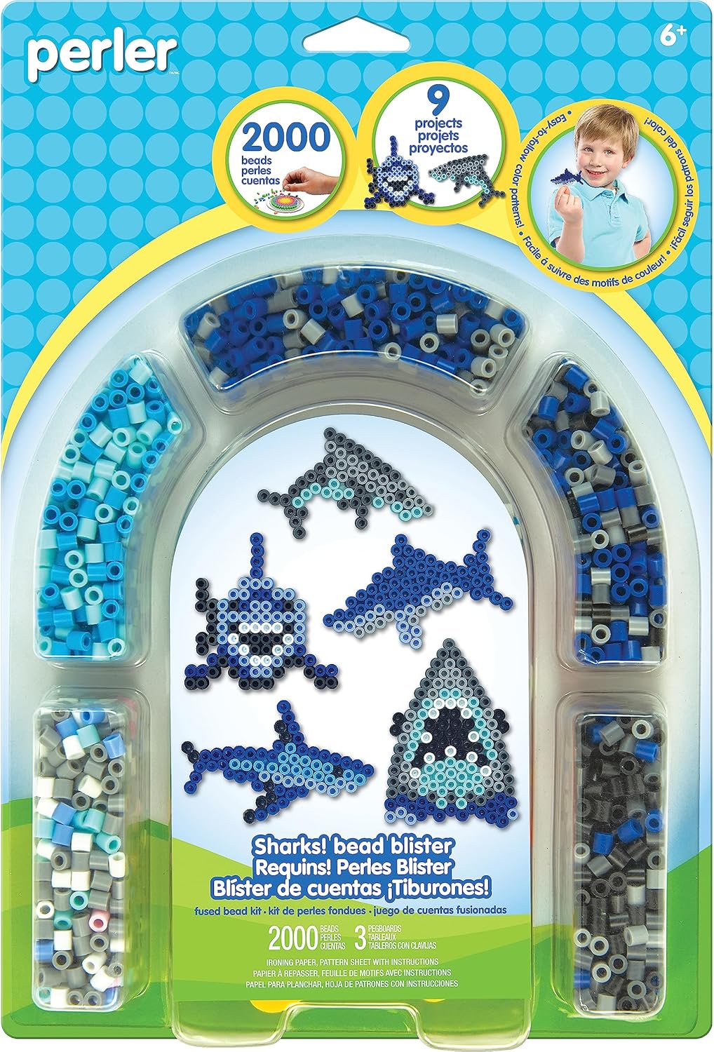 Perler 80-42993 Day at The Zoo Fused Bead Activity Bucket with Pegboards and Patterns, Multicolor, 8504 Pieces
