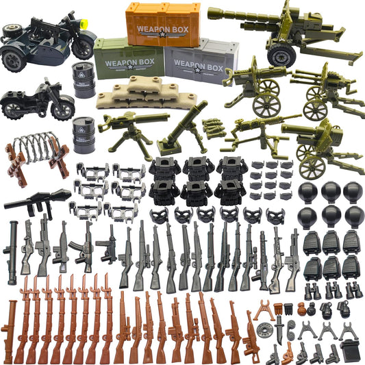 WW2 Military Soldier Weapons Pack Accessories Kits Toys, Army Equipment Gear Sets Blocks Model Weapon Sets for German Soldier Figures, Accessories Compatible with Major Mini Figure, Birthday Gift