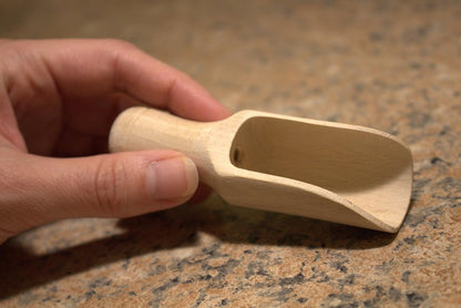 efo Versatile Wooden Scoops Set 4pcs - Multipurpose Wooden Spoons - Wood Salt and Spice Scoops – Rustic Bath Salt Scoop - Wooden Nuts Scoop - sizes: 2.4"; 3.3"; 3.9"; 6.7" / 6; 8.5; 10; 17cm