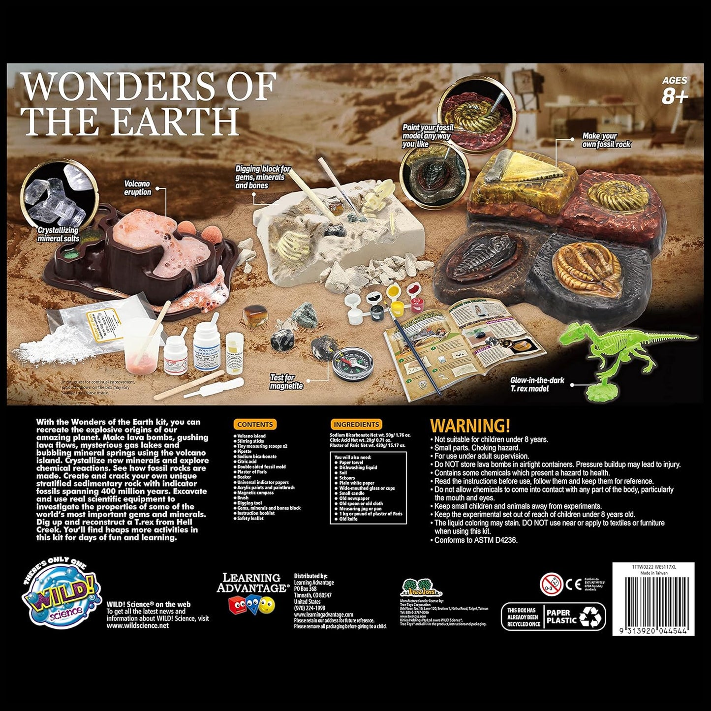 Wild Environmental Science Wonders of the Earth - Science Kit for Ages 8+ - Excavate Fossils, Test Minerals, Create an Erupting Volcano and More!