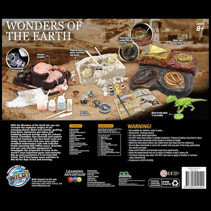 Wild Environmental Science Wonders of the Earth - Science Kit for Ages 8+ - Excavate Fossils, Test Minerals, Create an Erupting Volcano and More!