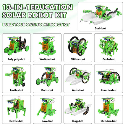 STEM 13-in-1 Education Solar Power Robots Toys for Boys Age 8+, Educational Toy DIY Science Kits for Kids, Building Experiment Robotics Set Birthday Gifts for 8+ Years Old Boys and Girls