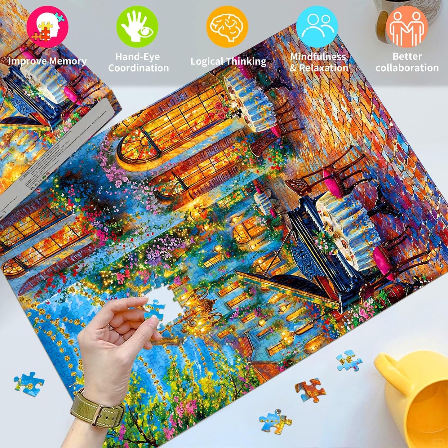 Puzzles for Adults 1000 Pieces,Seaview Campground Jigsaw Puzzle with 1:1 HD Poster, Perfect Interlocking No Dust, Stress Relief Ideal Gift for Family Games