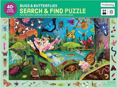 Mudpuppy Rainforest — 64 Piece Search & Find Puzzle Jigsaw Puzzle Featuring Diverse and Exotic Rainforest Animals and Over 40 Hidden Images to Find for Ages 4+