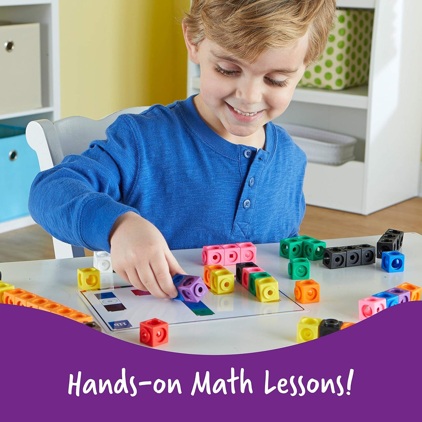 Learning Resources MathLink Cubes Kindergarten Math Activity Set Sea Adventures! - 115 Pieces, Age 5+, STEM Teaching Toys, Kindergartner Games
