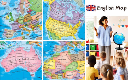 Exerz 8" World Globe - Political Map Educational- Self Assembled School Globe