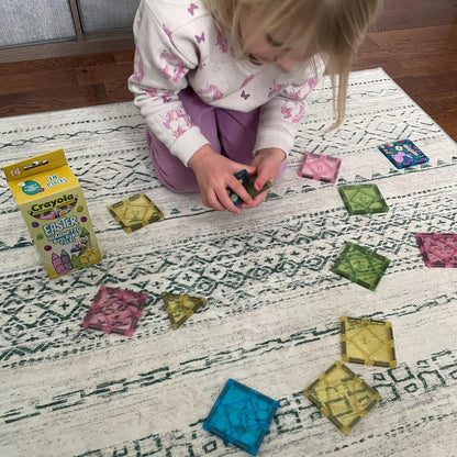 CreateOn Crayola Magnetic Tiles, Building Set for Kids, Magnetic Toys for Kids, Travel Toys, Classroom Sensory Toy Blocks, STEM & Montessori Tools for Boys & Girls Ages 3+, 14-Piece Set (Glitter)