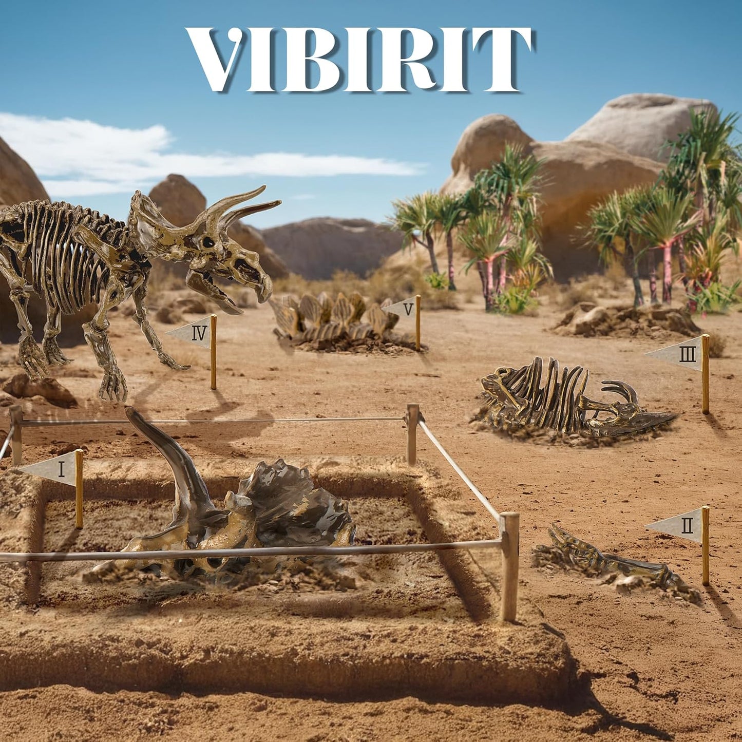 VIBIRIT Dig Up Dinosaurs Skeleton Set,Dinosaur Digging Fossil Kit Model Toys,Excavation Kits for kids5-12year,Educational Realistic Toys for Kids,Boys,Girls