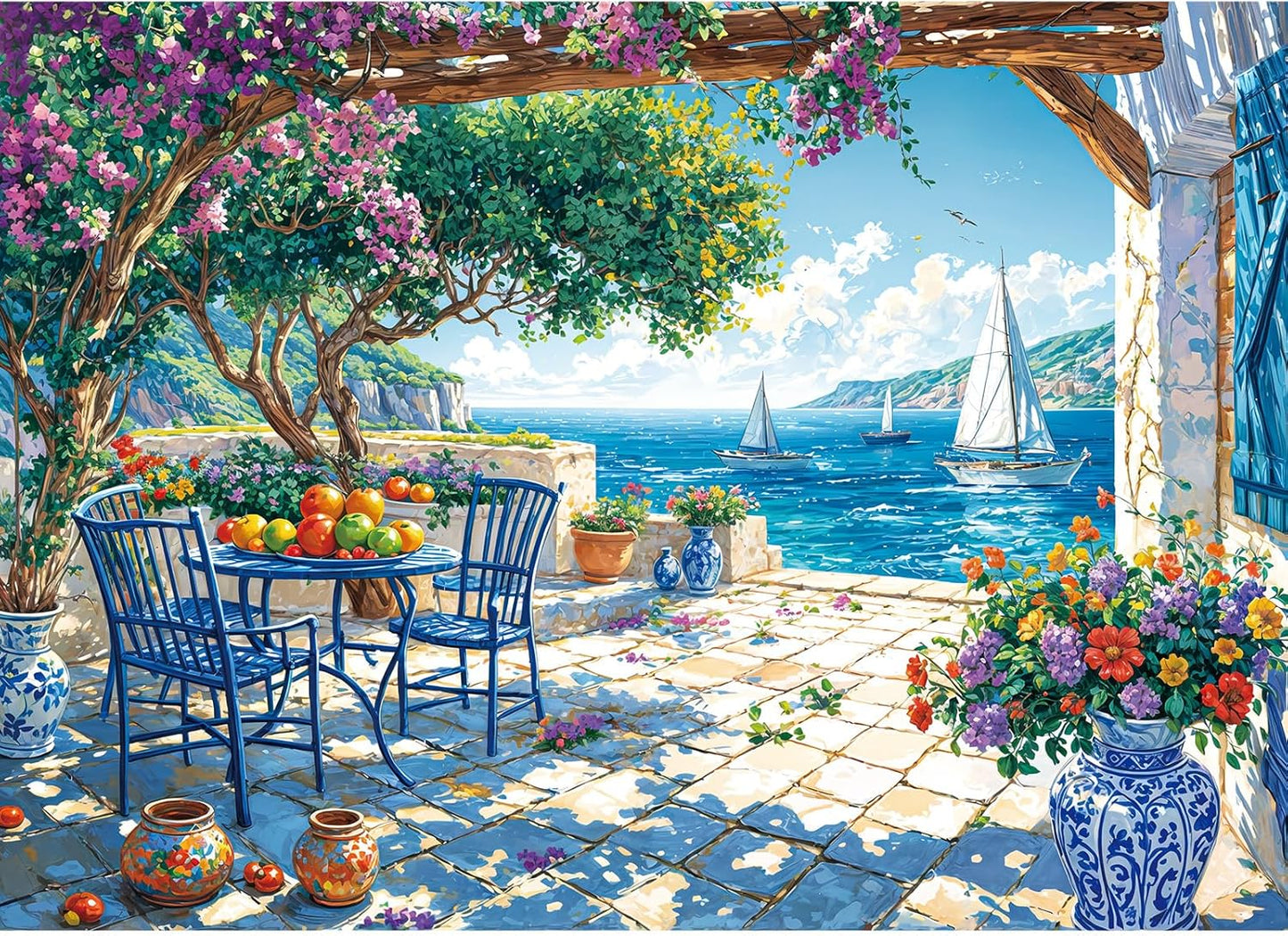 Puzzles for Adults 1000 Pieces,Seaview Campground Jigsaw Puzzle with 1:1 HD Poster, Perfect Interlocking No Dust, Stress Relief Ideal Gift for Family Games