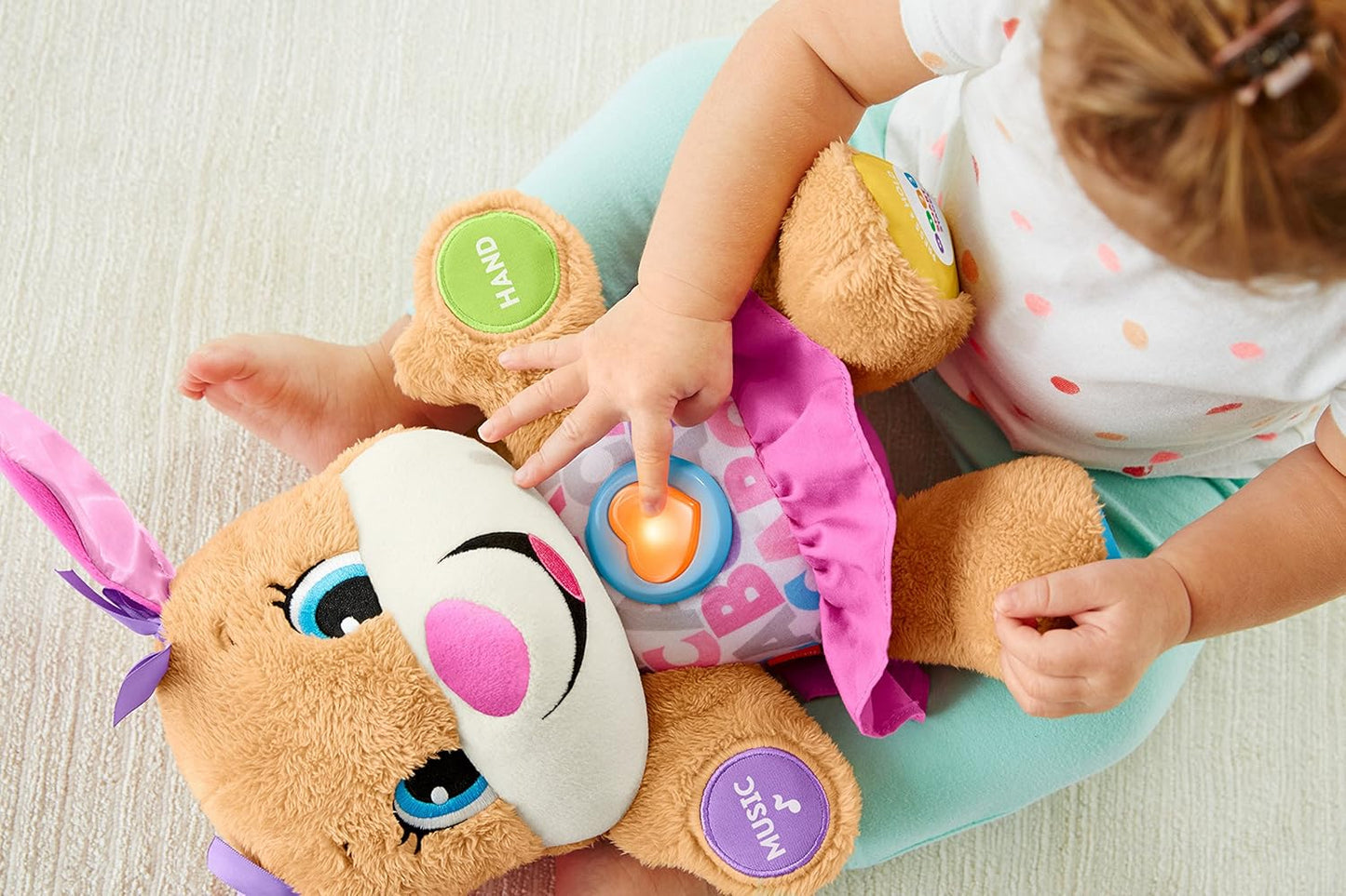 Fisher-Price Baby & Toddler Toy Laugh & Learn Smart Stages Sis Musical Plush with Lights & Phrases for Infants Ages 6+ Months