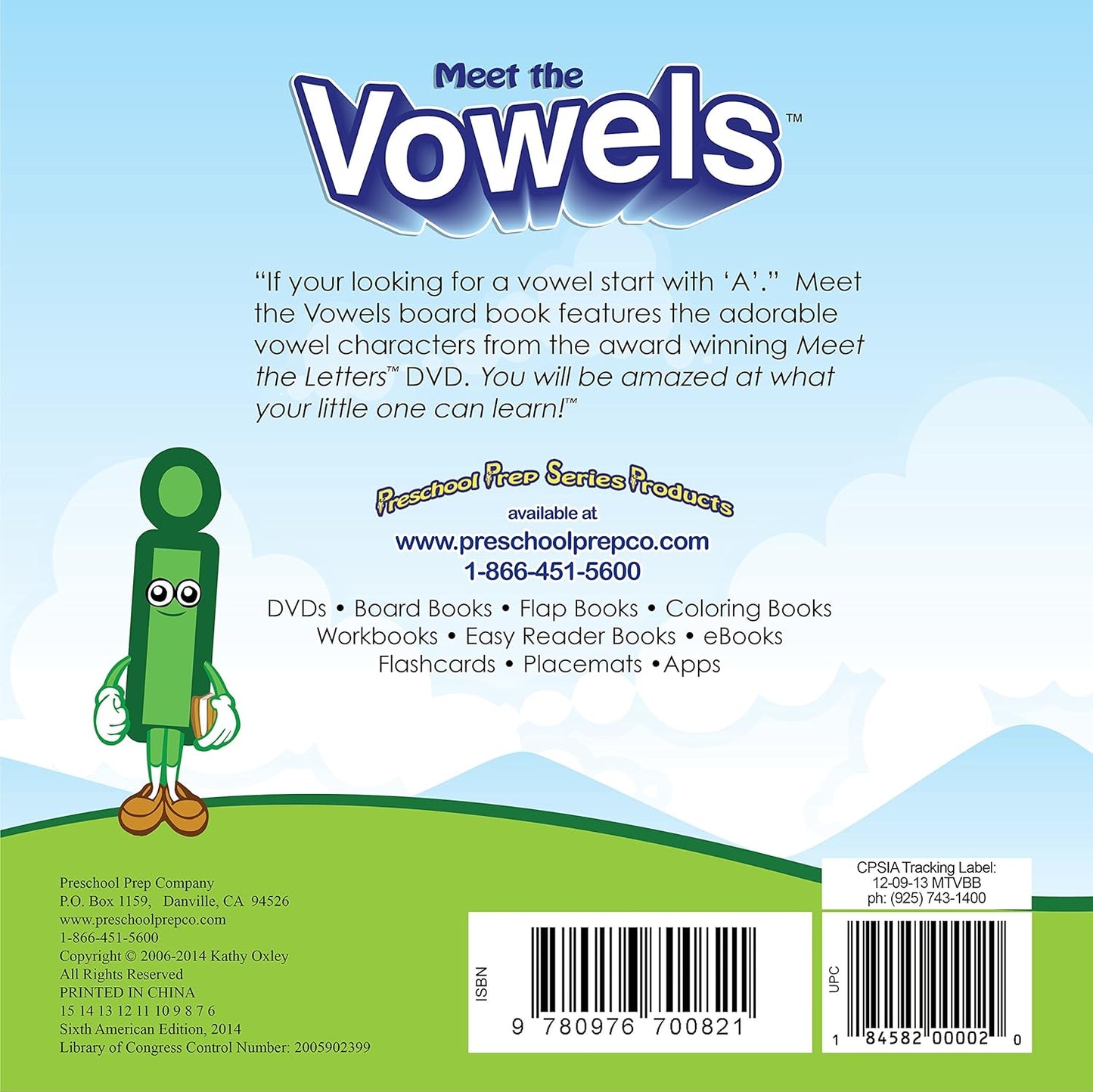 Preschool Prep Company Meet The Vowels Board Book