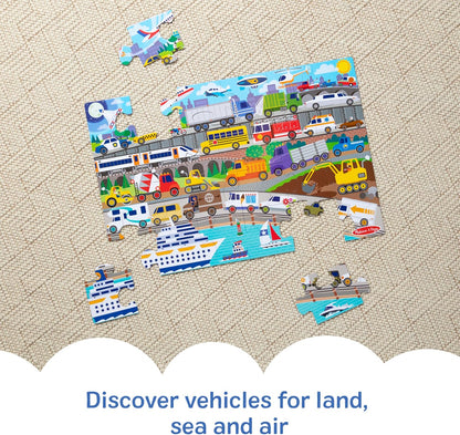 Melissa & Doug Traffic Jam, City Vehicle Themed Jumbo Floor Puzzle, 24-Piece Jigsaw Puzzle with Multiple Vehicles, 3 x 2 Foot Toddler Puzzles for Kids Ages 3+