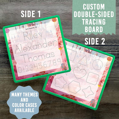 Kid's Name Tracing Board | Dry Erase Letter Tracing | Reusable Name Board | Alphabet Letters | Personalized | Candy Theme
