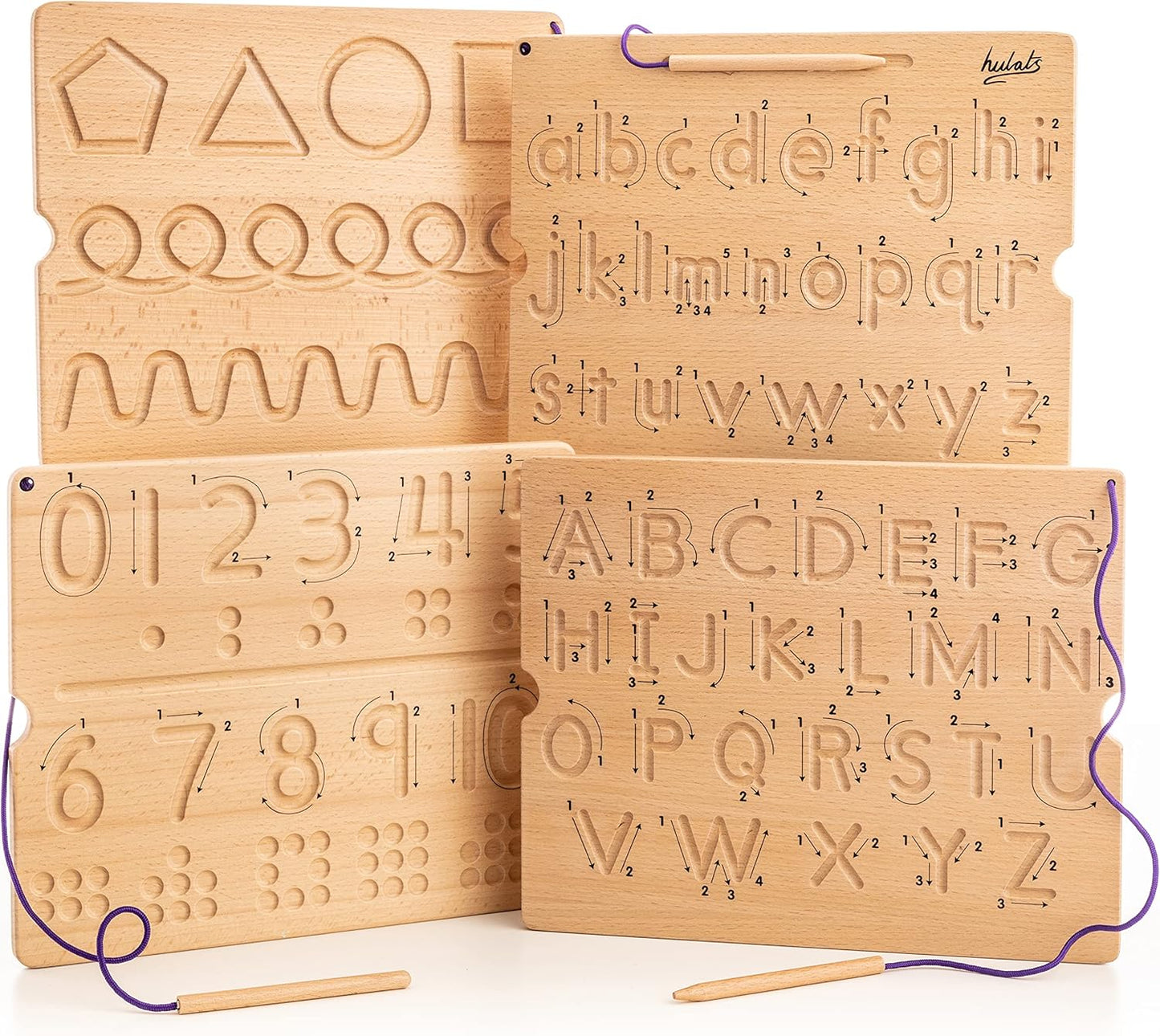 Hulats Learn to Write: Portable Wooden Alphabet Letter Tracing Sensory Pad Board - Toddler Writing Practice for Kids Age 3-5, Montessori Toys for 3+ Year Old, Letter Tracing for Kids 3-5 Writing Tools