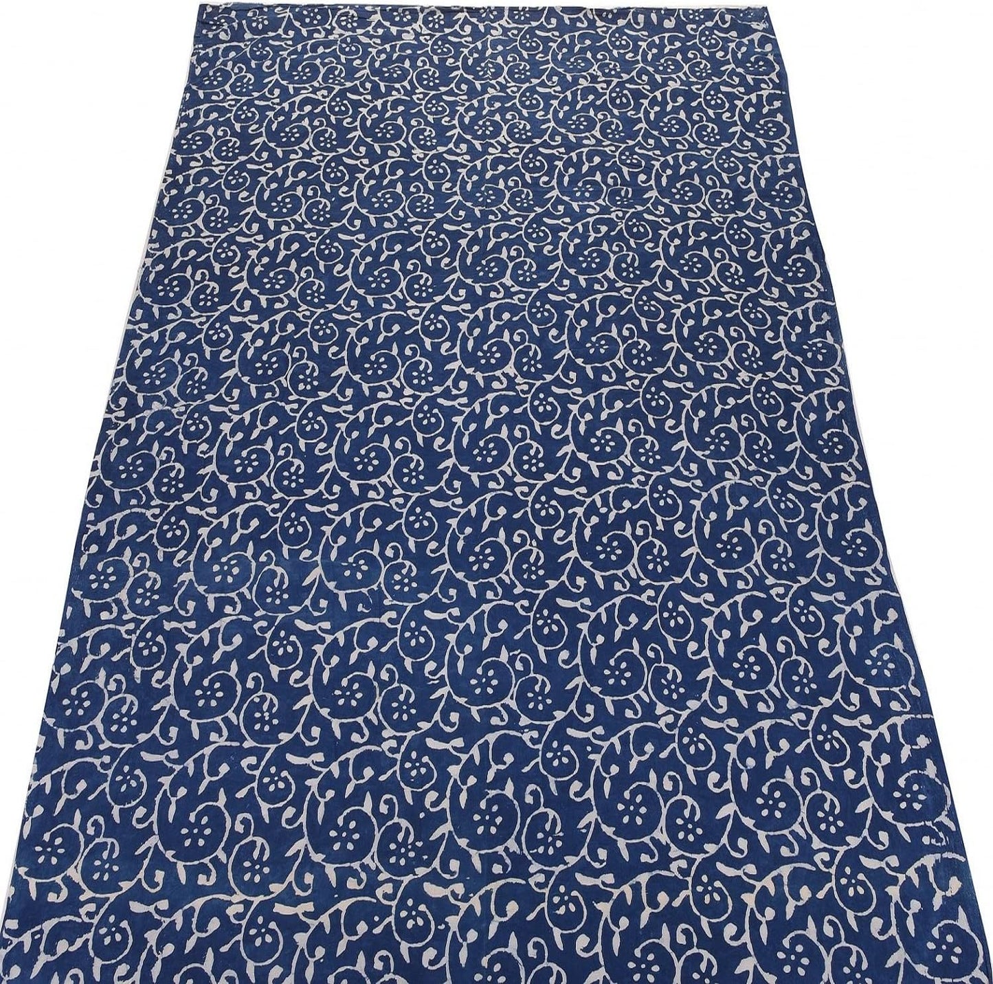 Trade Star Floral Print Fabric for Crafting 3 Yard Indigo Fabric 100% Cotton Fabric by the Yard Indian Hand Block Printed for Dressmaking Beautiful Textile for Women Width 44 Inches (Pattern 8)
