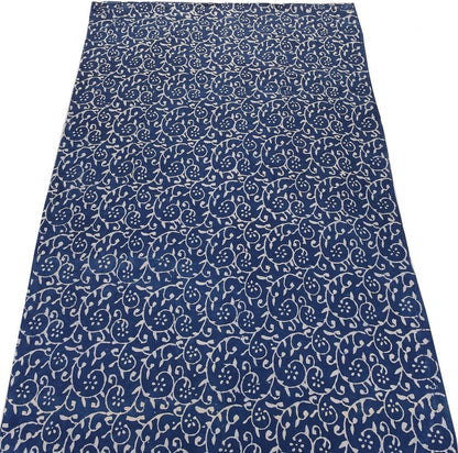 Trade Star Floral Print Fabric for Crafting 3 Yard Indigo Fabric 100% Cotton Fabric by the Yard Indian Hand Block Printed for Dressmaking Beautiful Textile for Women Width 44 Inches (Pattern 8)