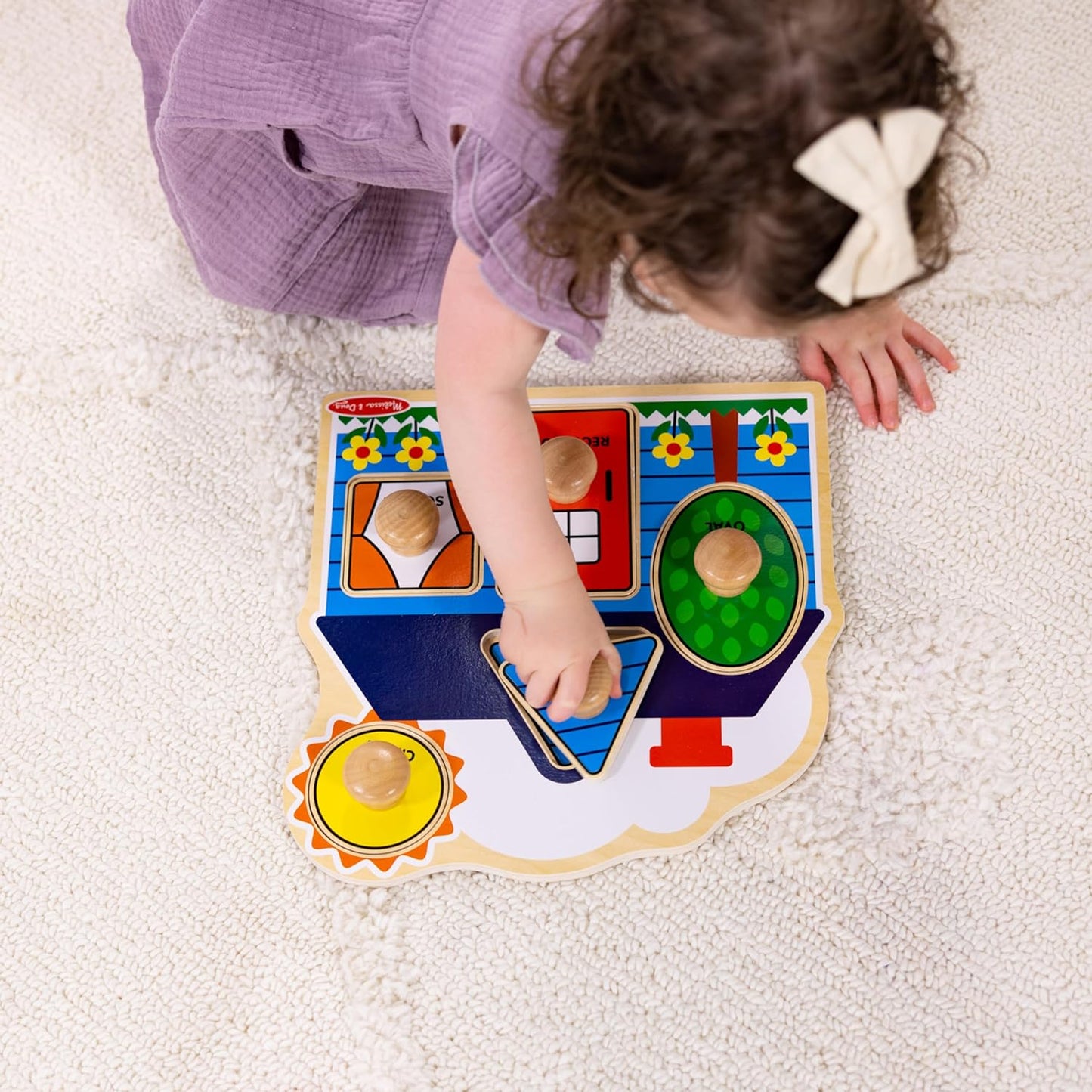 Melissa & Doug Pet Animals Jumbo Knob Puzzle, Wooden Peg Puzzle for Toddlers, Educational Toy for Shape Recognition and Fine Motor Skills, Ages 1+