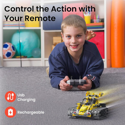 Mibido Robot Building Kit with Remote Control STEM Gifts for Kids Boys Ages 8-14, Technic Coding Robotic Toys for Teen‘s Birthday, Build 5in1 Models with 488 Pieces