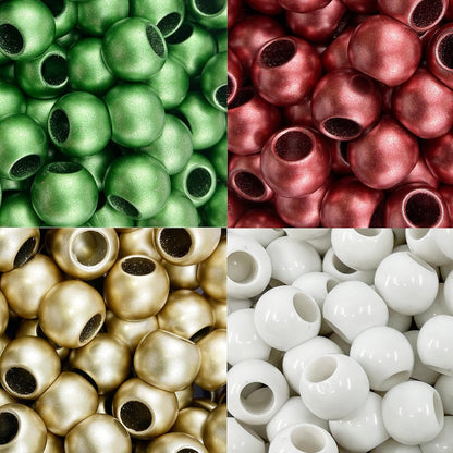 300 Acrylic Large Hole Beads for Crafts and for Hair 10mm x 12mm Acrylic Barrel Beads with 5.7mm Large Hole, Glossy Primary Assortment