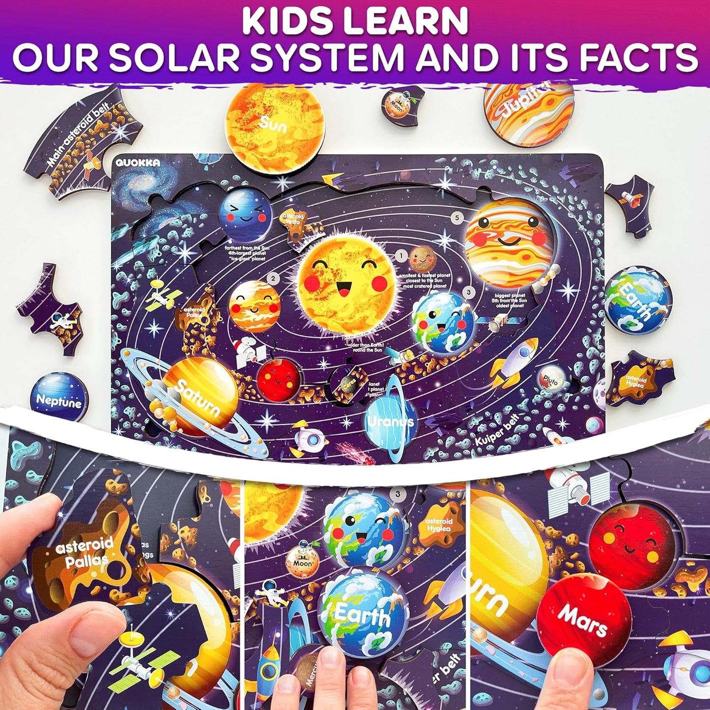 QUOKKA Puzzles for Kids Ages 4-6 - Realistic USA Map Wooden Puzzles for Toddlers 3-5 - Montessori Wood Educational Toys for 2-4 Years Old - United States Geography Learning Games for Kids 6-8