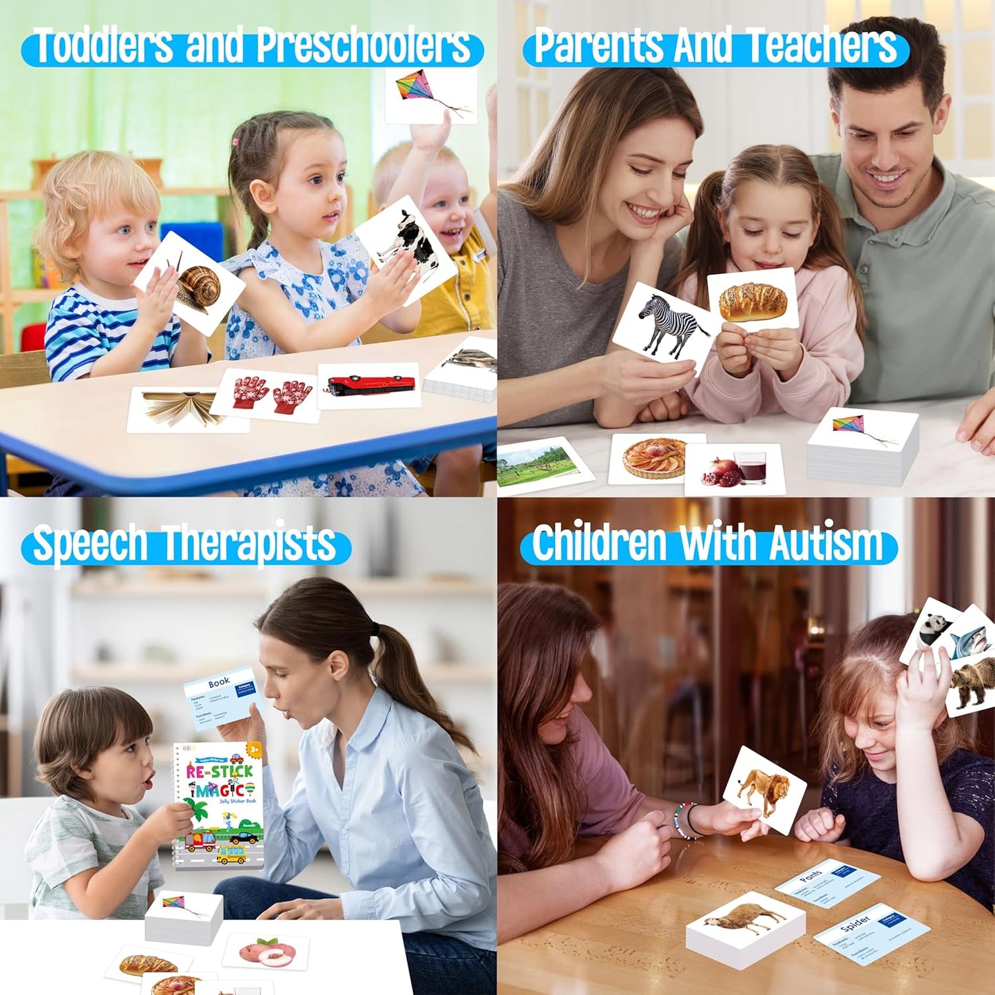 140 Noun Picture-Word Cards, Picture Flashcards Language Builder Visual Aid Speech Development Tool for Autism, ESL Teaching Material Non-Verbal Vocabulary Builder for Children, Kids, Adults (Level 2)