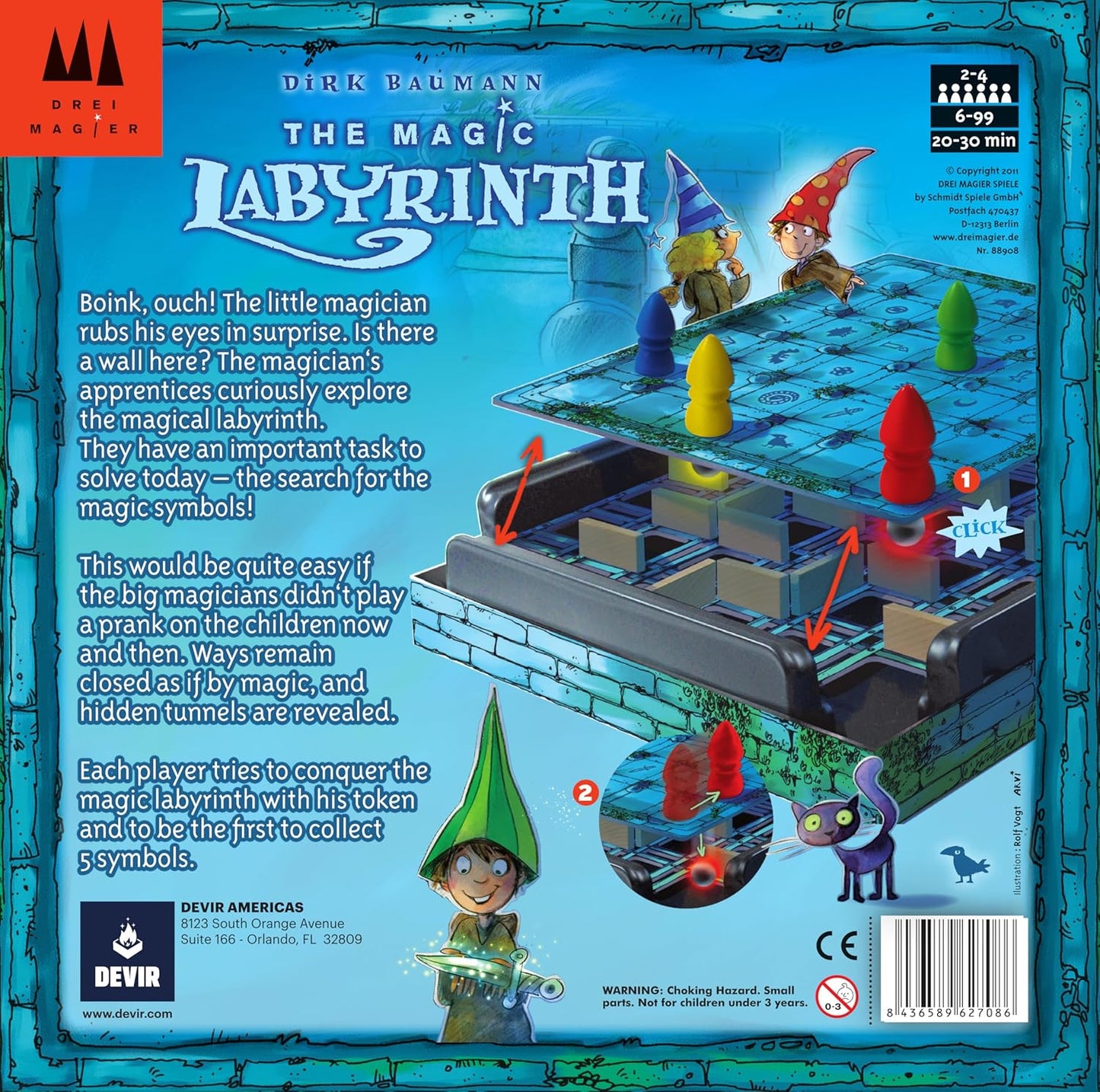 Devir - The Magic Labyrinth Board Game, Family Memory & Maze Game with Magnetic Mechanism, Kids Strategy Game for Kids and Families, Ages 6+, 2–4 Players, 30 Playtime