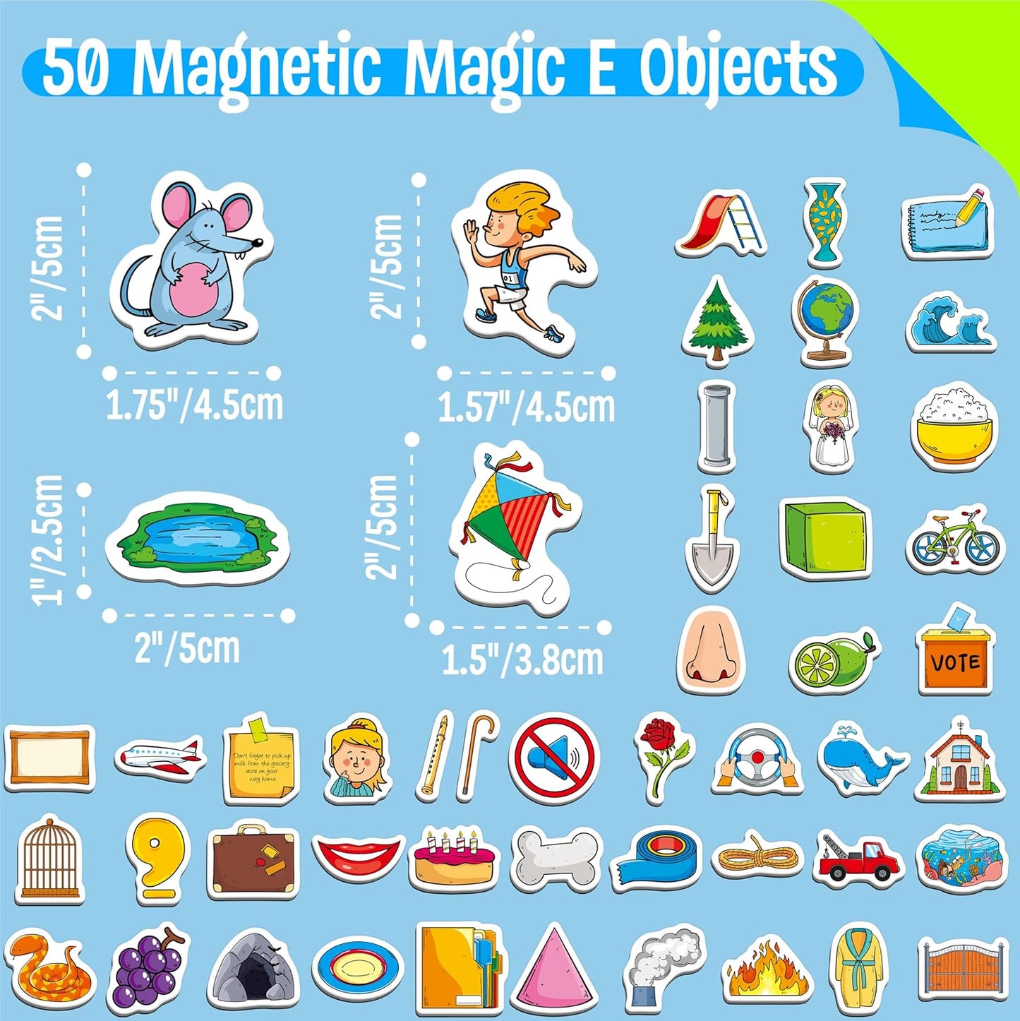 50 PCS First Word Magnets, Magnetic Thickened Daily Items Fridge Magnets Adorable Educational Learning Toys for Kindergarten, Preschooler, Kids 3+