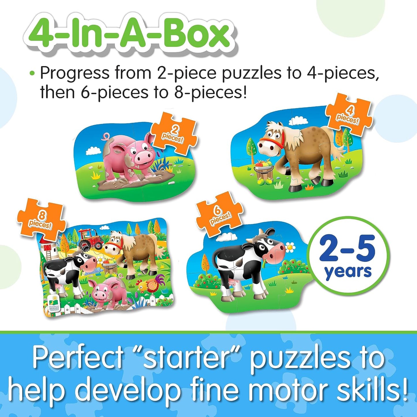 The Learning Journey: My First Puzzle Sets 4-In-A-Box Farm – Farm-Themed Puzzle Sets - Educational Toddler Toys & Activities for Children Ages 2-5