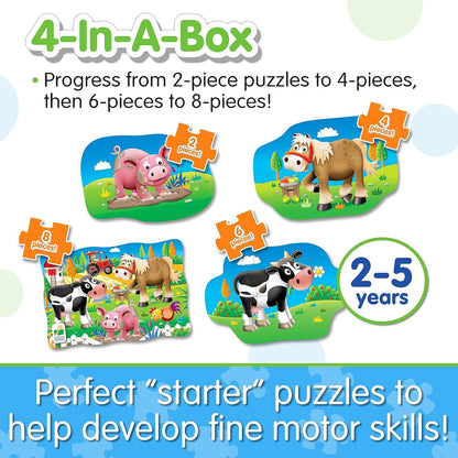 The Learning Journey: My First Puzzle Sets 4-In-A-Box Farm – Farm-Themed Puzzle Sets - Educational Toddler Toys & Activities for Children Ages 2-5