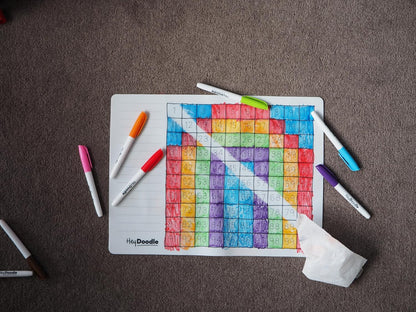 HeyDoodle Into The Wild Classic Doodle Mat – Reusable Silicone Alphabet Coloring Mat for Toddlers and Kids – Educational Animal Activity Pad with 9 Markers – Mess-Free Travel Toy – Ages 3-7