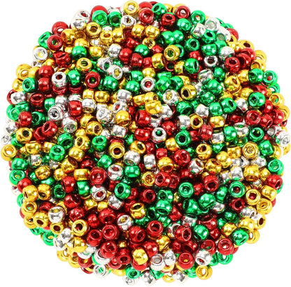 UPINS 1200Pcs Christmas Pony Beads Friendship Plastic Small Hair Beads Red Green White Pony Beads for Necklace Supplies (Christmas)