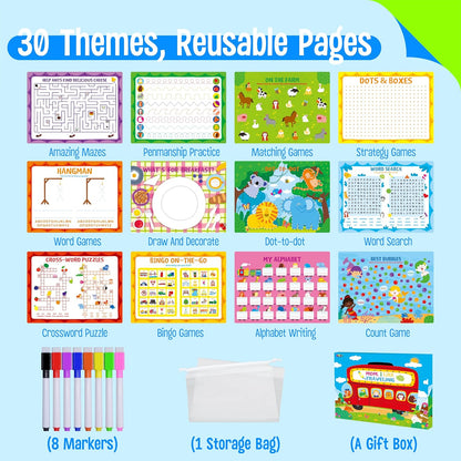 SpriteGru Dry Erase Mazes Game Pad, 30 Mazes Reusable & Erasable Book, Fun Brain Challenge Games Interesting Educational Toy and Learning Tool for Road Trip Airplane Travel