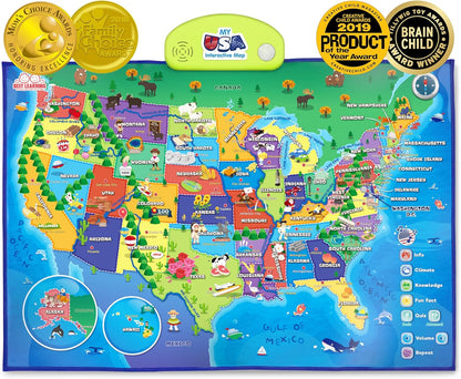 BEST LEARNING i-Poster My World – Interactive Talking World Map for Kids Ages 5-12 to Learn Countries, Flags, and Fun Facts About Our Planet