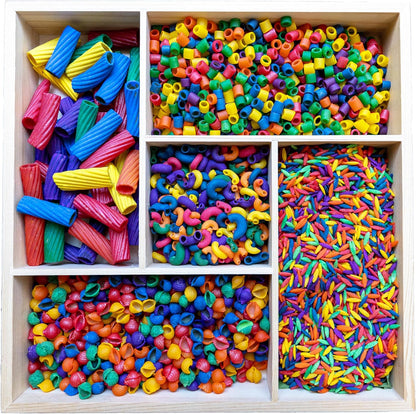 Rainbow Sensory Bin Filler, Rainbow Sensory Filler For Sensory Table, Rainbow Pasta, Sensory Play Kit For Kids, Arts and Crafts For Kids, Sensory Toys (Large Rainbow Pasta (Rigatoni), 4 CUPS)