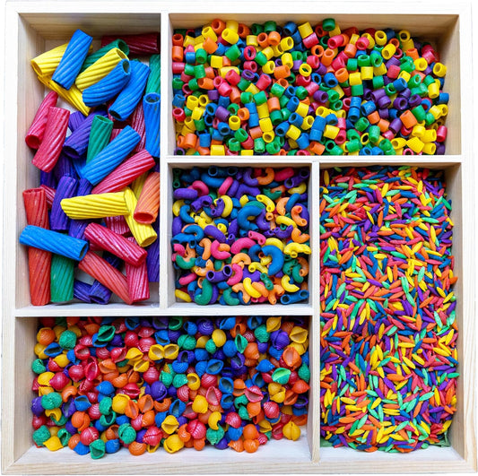 Rainbow Sensory Bin Filler, Rainbow Sensory Filler For Sensory Table, Rainbow Pasta, Sensory Play Kit For Kids, Arts and Crafts For Kids, Sensory Toys (Large Rainbow Pasta (Rigatoni), 4 CUPS)