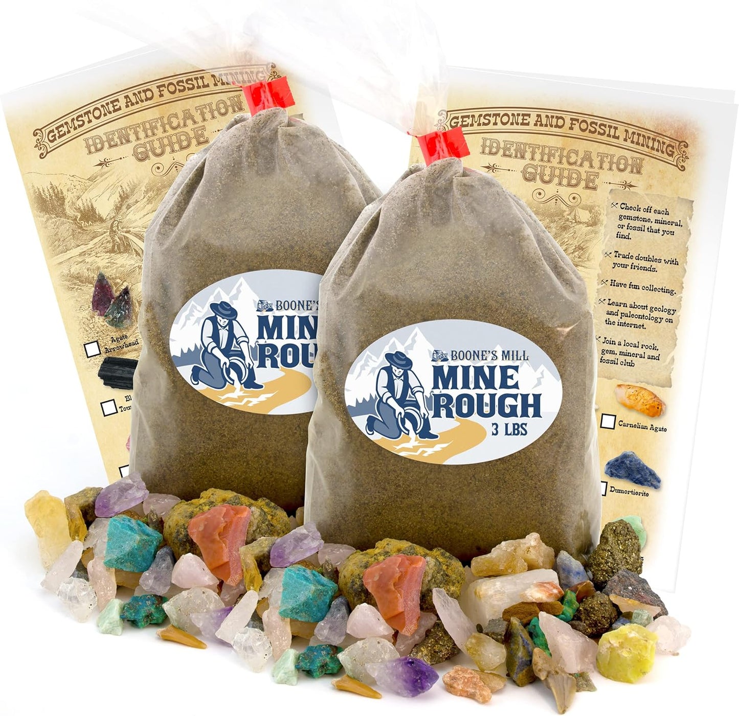 Boone's Mill Gemstone Paydirt | 5 Pounds | Gem Mining Rough Stone Mix | Rock Fossil ID Guide