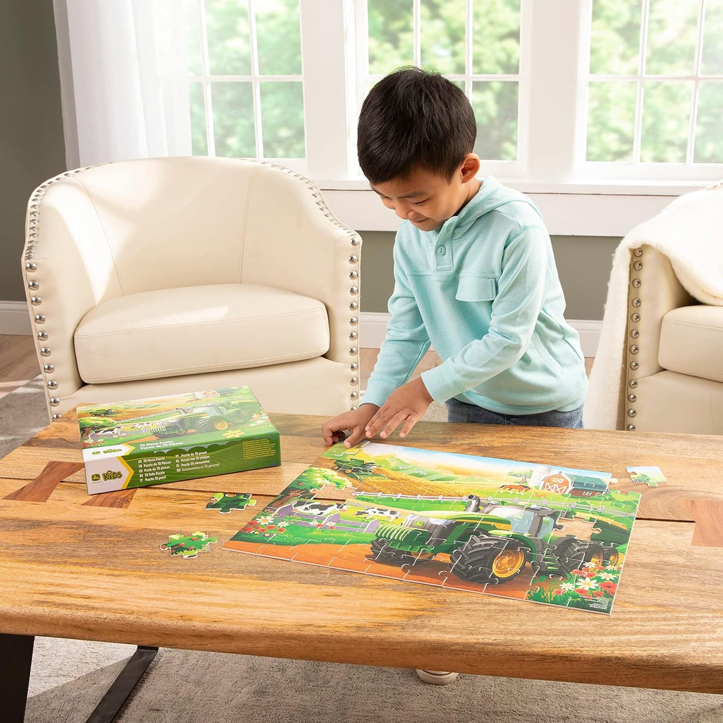 TOMY John Deere Farm Kids Puzzle - Kids and Toddler Puzzle with Large Durable Pieces - Toddler Learning Toys for Early Childhood Development - Kids Puzzles - 70 Piece - Puzzle for Kids Ages 4 and Up