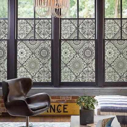DKTIE Wooden Blinds Pattern Decorative Window Privacy Film, Sun Blocking Heat Control, Static Cling No Glue, with Installation Tools, Stained Glass Window Film (S531, 17.7" x 78.7")