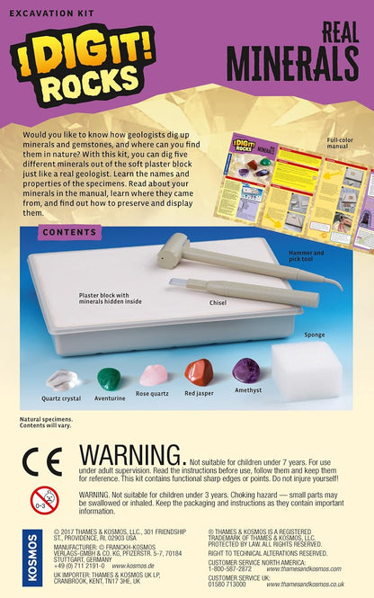 Thames & Kosmos I Dig It! Rocks - Real Minerals Excavation Kit | Science Kit | Dig Up Real Mineral Specimens | Learn About Mineralogy & Geology | 2018 Oppenheim Toy Portfolio Platinum Award Winner