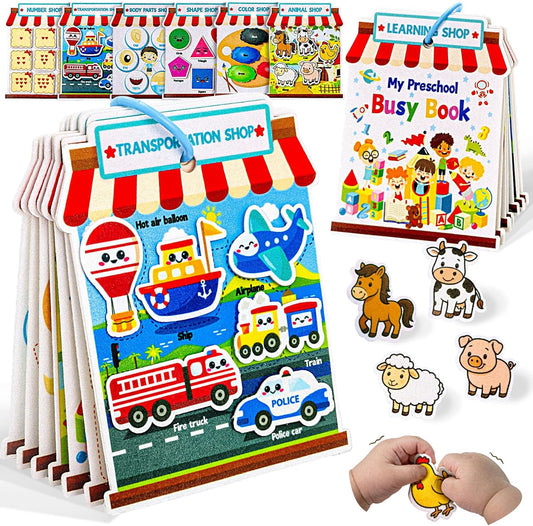 Activity Books for toddlers 1-3, Montessori Felt Busy Book for Toddlers, Educational Sensory Toys for Baby 1+, Preschool Learning Busy Board, Color Sorting Toys for Boys and Girls Birthday Gifts