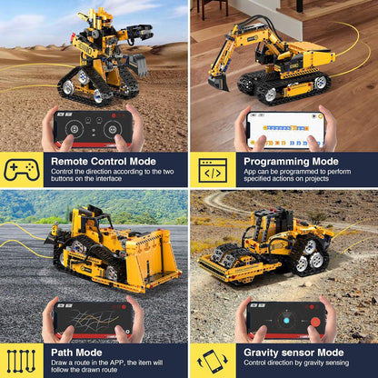 ADUSRIZ 5 in1 Stem Robot Building Kit for Kids Ages 8-13, 688 PCS Remote & App Controlled Dinosaur Car Building Toys for Kids Science Learning, Birthday Gifts for 8 9 10 11 12+ Years Old Boys Girls