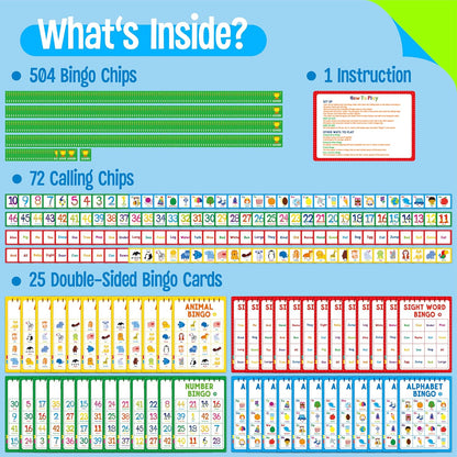 Sight Word Bingo Game, 144 Sight Words Learn to Read Level 1 & Level 2 Bingo Board Game Dolch's & Fry's Words Lists for Kindergarten and Preschool, Grade 1st, 2nd, Kids 4-8 (Up to 25 Players)
