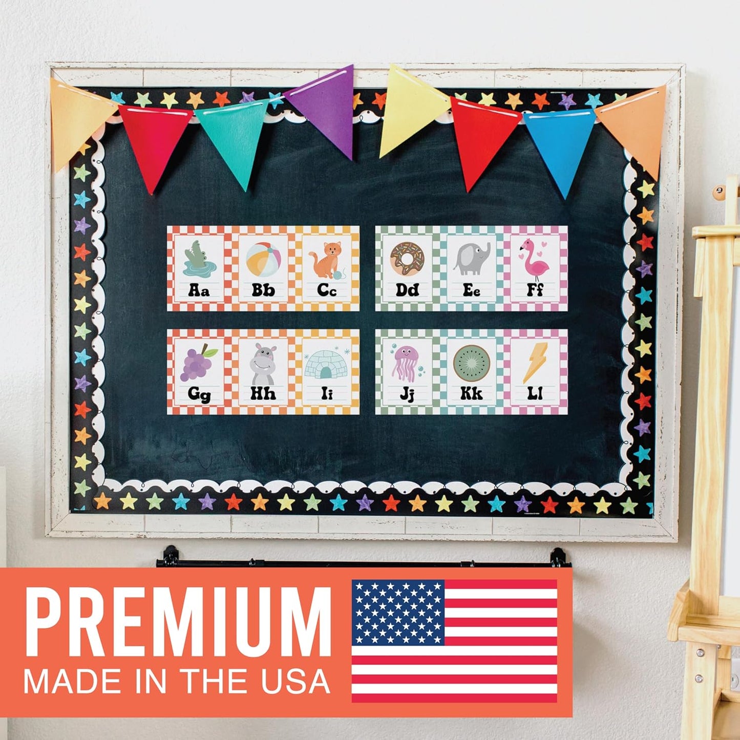Hadley Designs Alphabet for Classroom Wall Decor - ABC Posters for Classroom Wall Chart Preschool & Kindergarten, ABC Letters & Number Line Elementary, Alphabet Cards, Varsity Letter Classroom Decor
