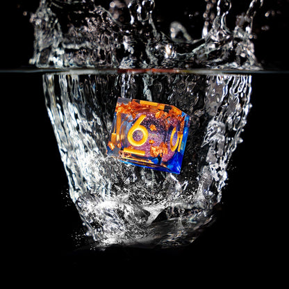 Liquid Core DND Dice Set, 7pcs Sharp Edge Dice for Role Playing Dungeons and Dragons Ttrpg with Gift Box, Handmade Resin D&D Dice RPG Role Playing Games Dice Set(Blue Gold)