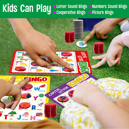 SpriteGru Multiplication & Division Bingo Game, 480 Math Problems, 2 Educational Math Board Game for Kindergarten and Preschool Kids 4-8, Perfect for Classroom & At Home (Up to 25 Players)