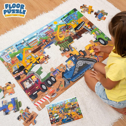 BONNYCO Giant Floor Puzzles for Kids of Jungle Animals with 48 Large Pieces. Safari Jumbo Puzzle 36.2 x 24.4 in, Gifts for Boys and Girls, Educational Kids Toys Ages 2-8