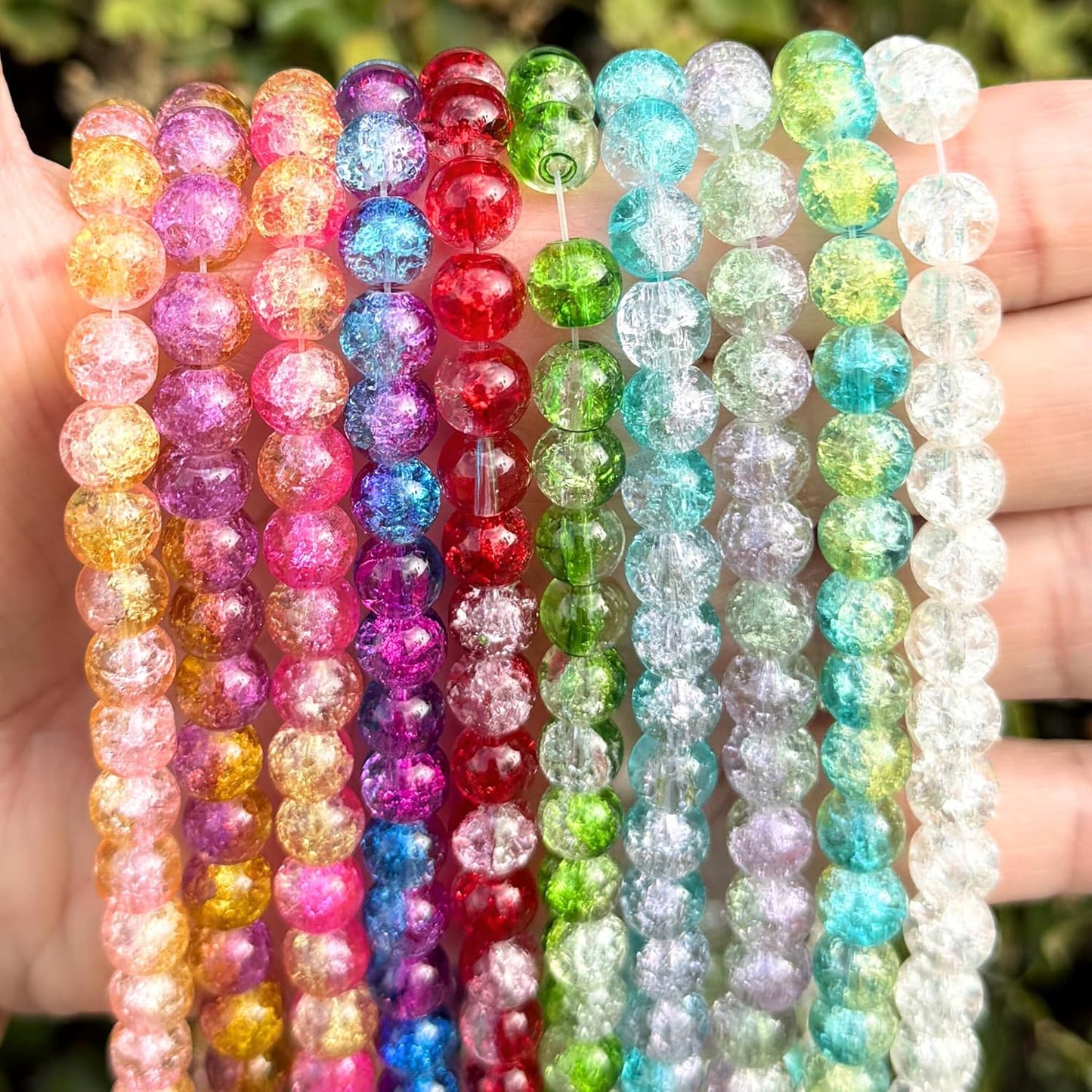 8mm Glass Beads Round Bulk for Bracelet, Glow in Dark Beads, DIY Jewelry Windchime Suncatcher Party Supplies, 300 pcs